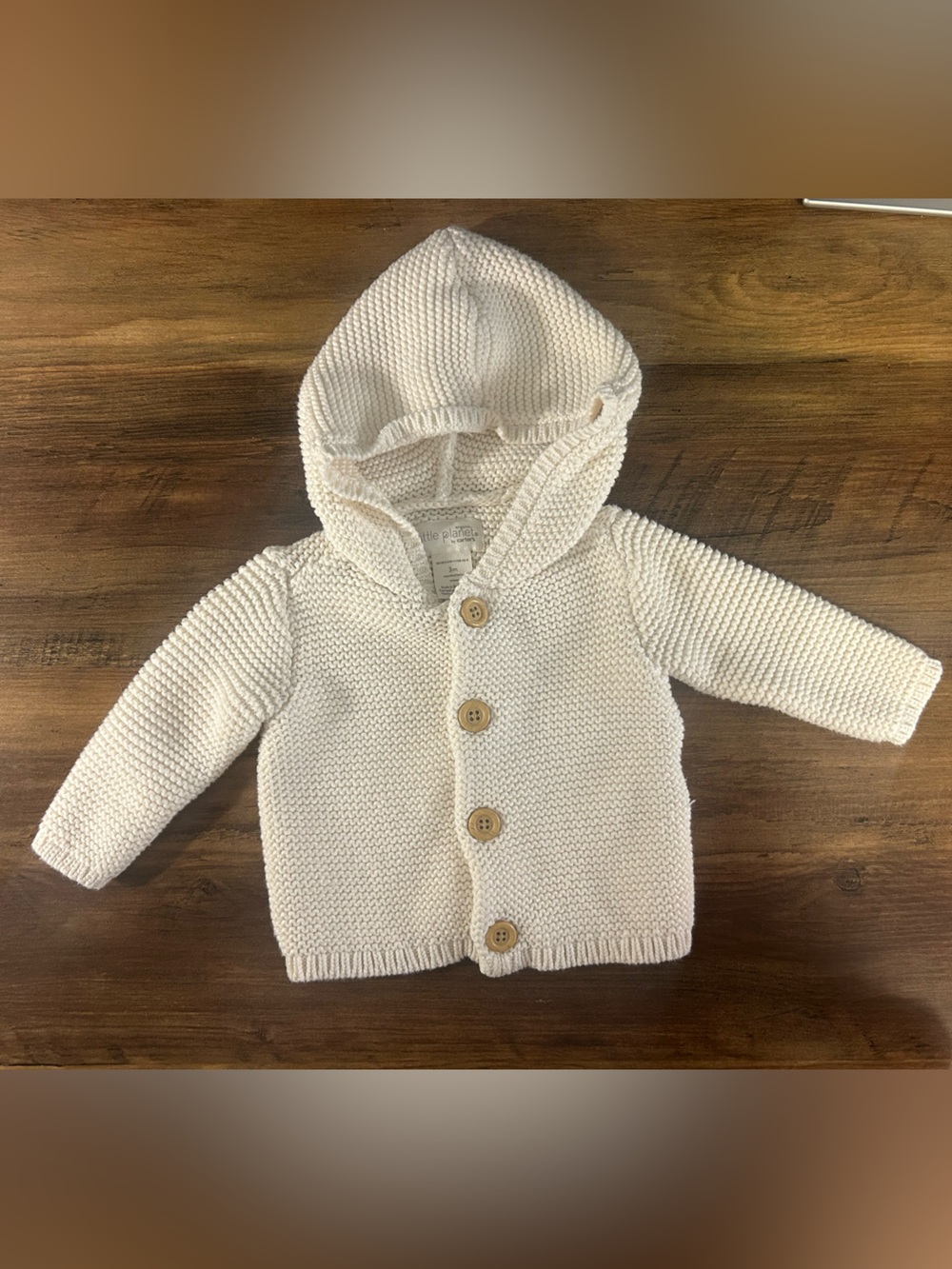 Carter's Cream Hooded Knit Baby Cardigan Jacket- Brand New, Never Worn